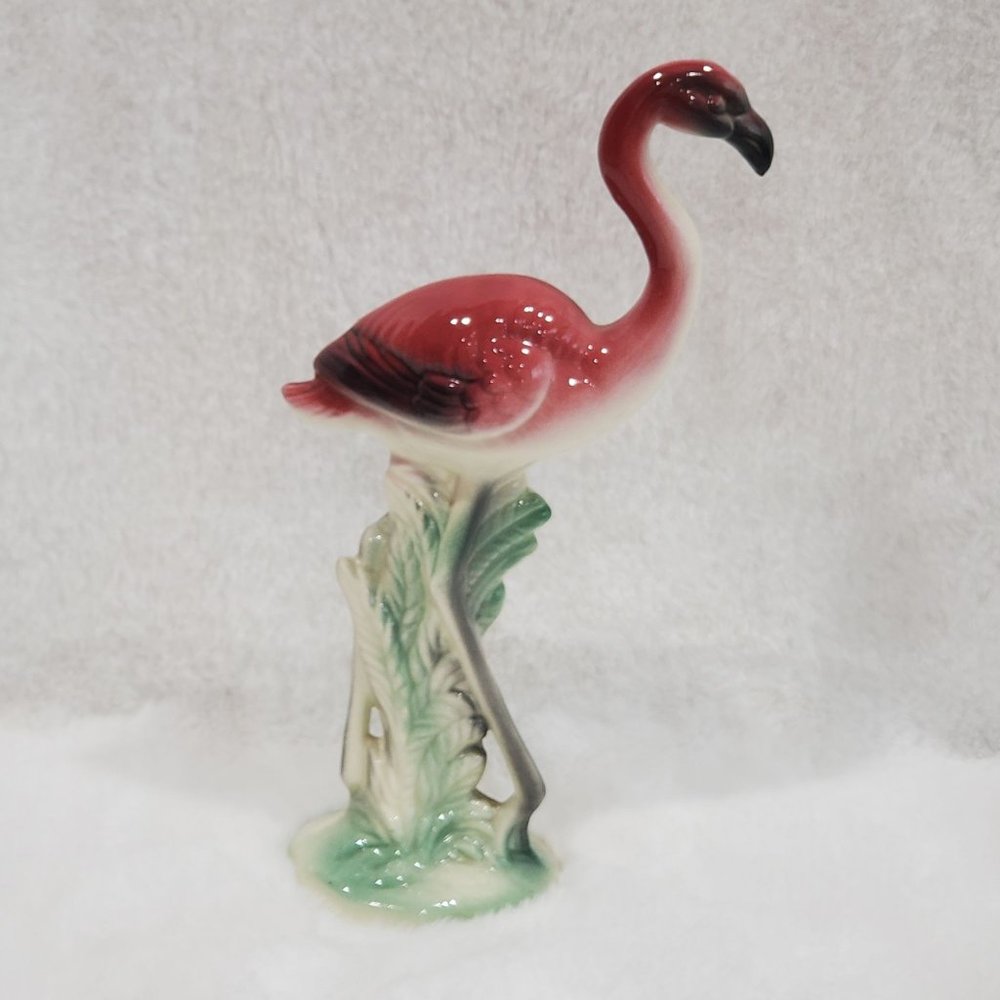 Vintage, mid-century Art Deco Style Pink Flamingo Ceramic Figurine Flamingo  194